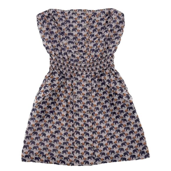 BCBGeneration Strapless Sundress Sz Sm Elephant Print,‎ Pockets Boho, Preppy - Picture 1 of 15